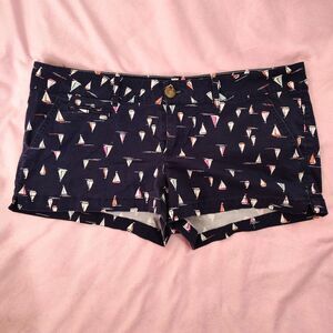 SO Navy Blue Sailboat Shortie Shorts 15 JR